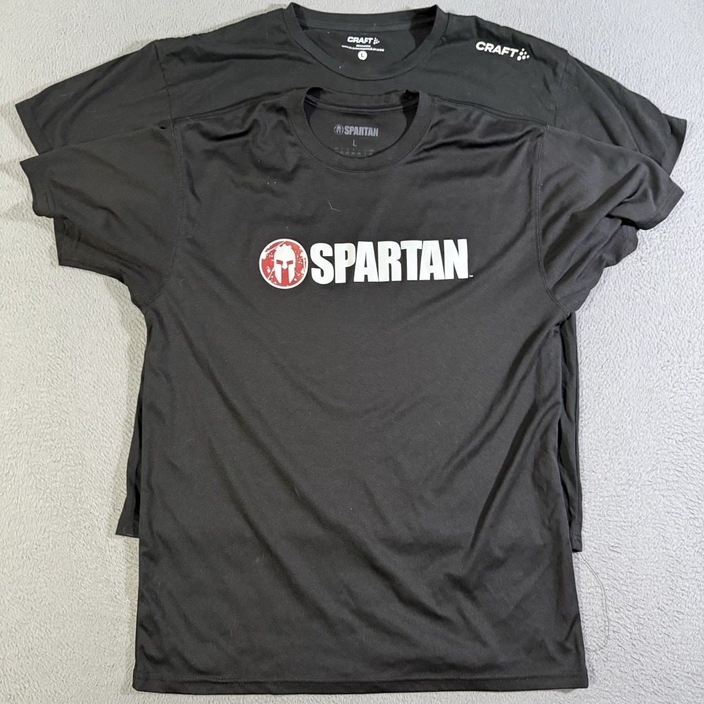 Lot Of 2 Spartan Sprint Navy 10km 25 Obstacles Finisher T-shirt Size Large